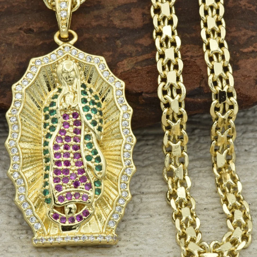 Cadena Chinesca 4 MM / 60 CM + Virgen de Guadalupe