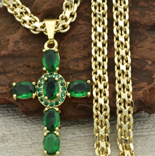 Cadena China + Dije Cruz Verde